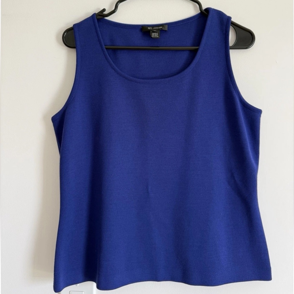 ST. JOHN Medium Knit Tank Women's Royal Blue Blue Sleeveless Top